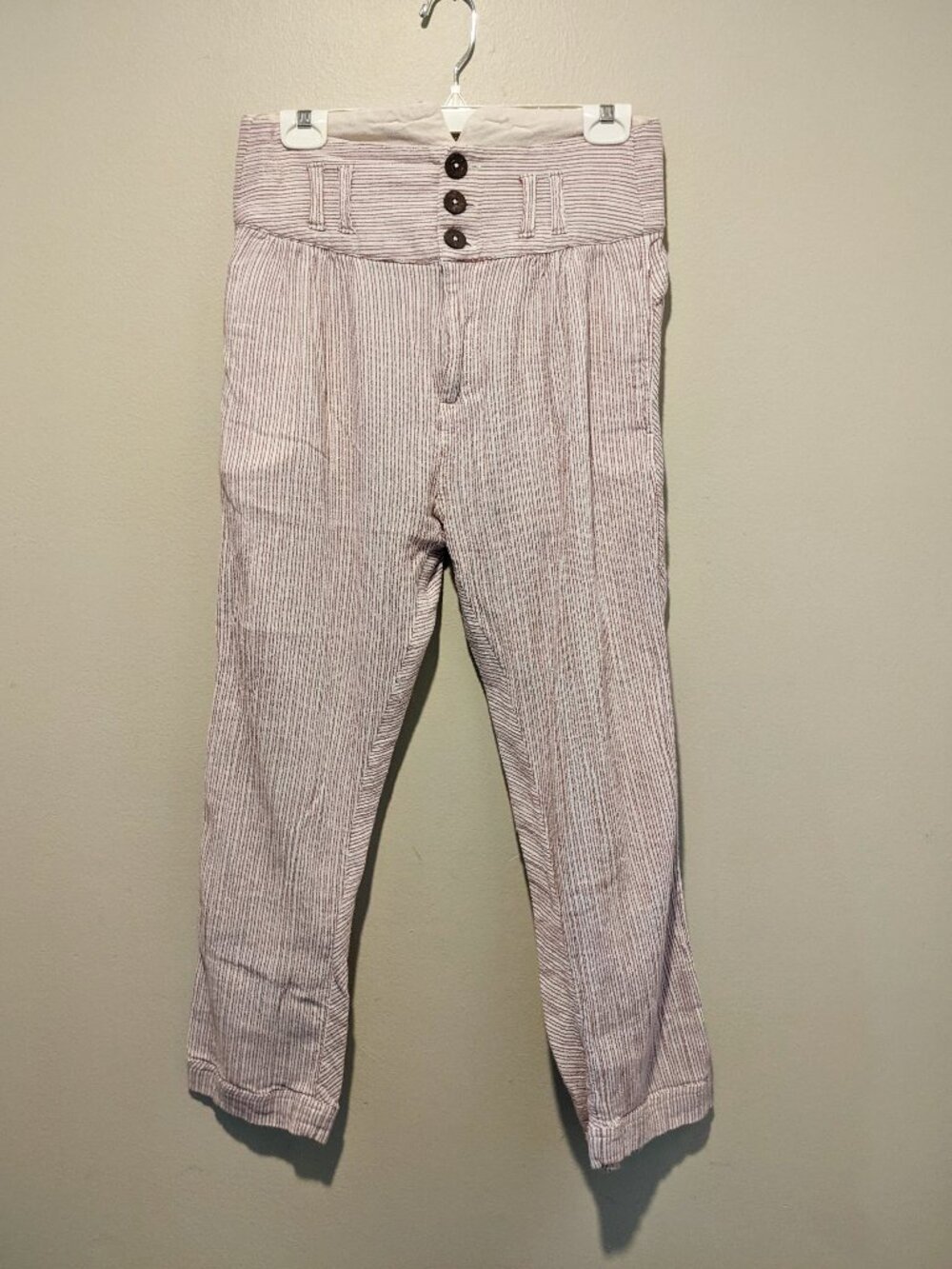 Free People Women’s High Waist Pinstripe Trousers Size 2 small Lightweight Pants